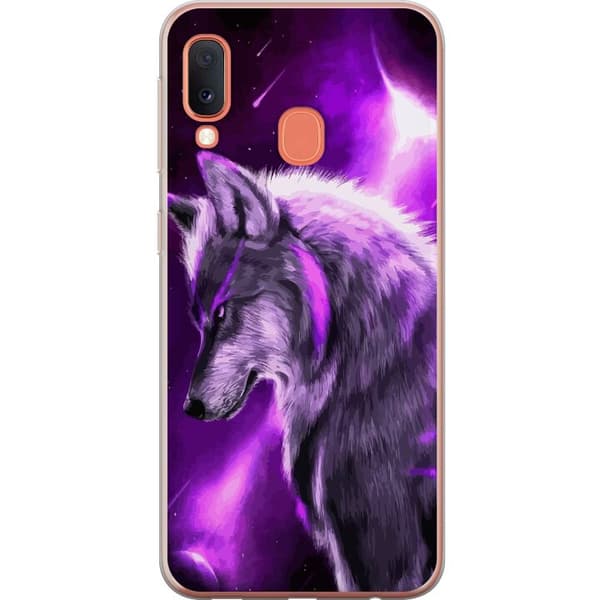 Samsung Galaxy A20e Genomskinligt Skal Lila Varg
