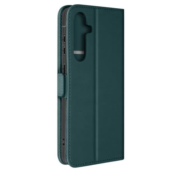 Fodral till Samsung A55 - AVIZAR - Plånbok med dubbla magnetlås - Grön - Syntet - Flik