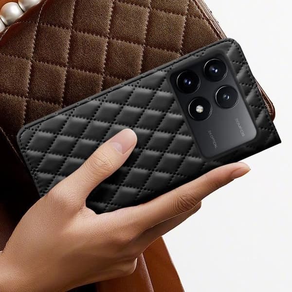 Fodral till Xiaomi Poco F6 - AVIZAR - Quilted Style - Korthållare - Svart