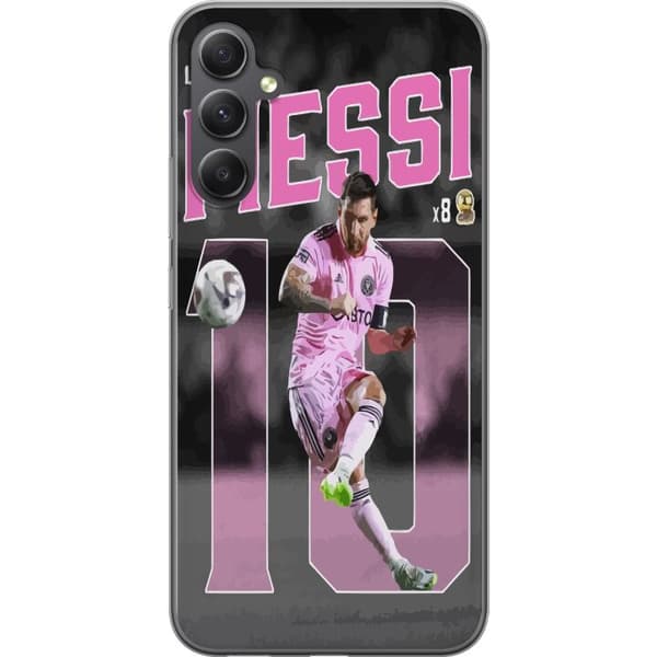 Samsung Galaxy A15 5G Genomskinligt Skal Lionel Messi - Rosa