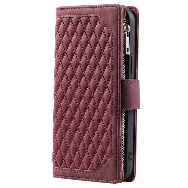 SKALO Motorola Moto G04 Big Wallet Quiltat Plånbok - Röd