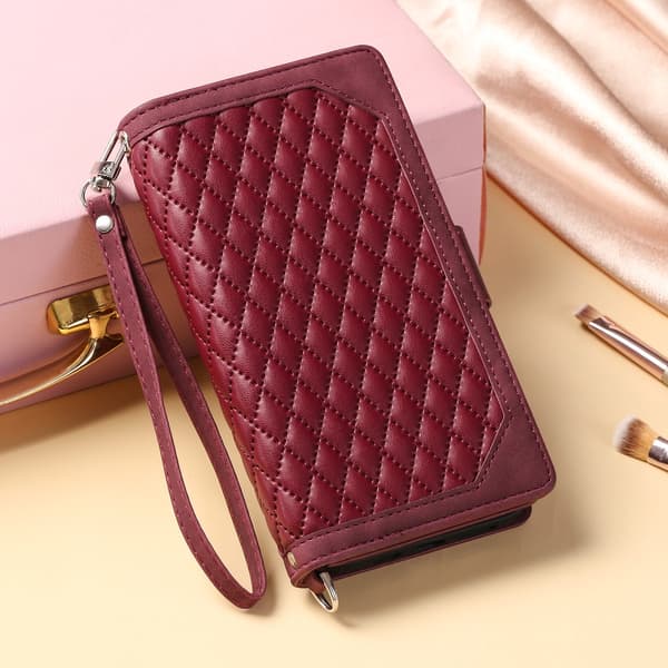 SKALO Motorola Moto G04 Big Wallet Quiltat Plånbok - Röd