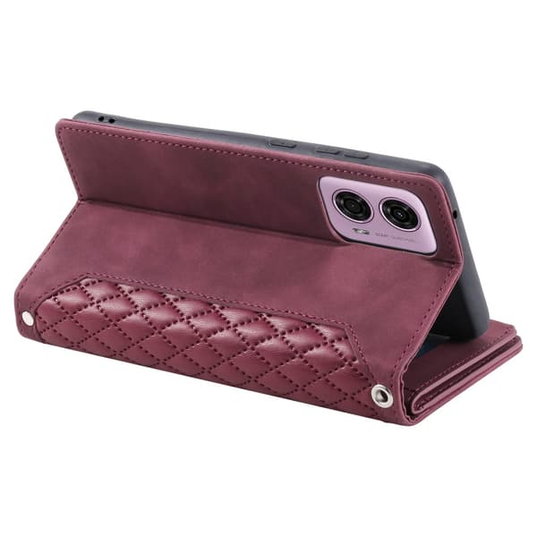 SKALO Motorola Moto G04 Big Wallet Quiltat Plånbok - Röd