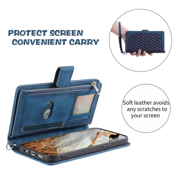 SKALO Motorola Moto G04 Big Wallet Quiltat Plånbok - Blå