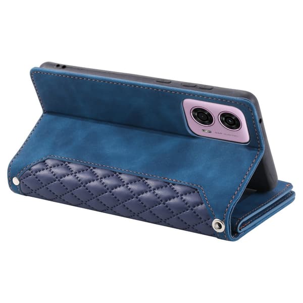SKALO Motorola Moto G04 Big Wallet Quiltat Plånbok - Blå