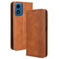 Miniatyrbild 1 av 7: SKALO Motorola Moto G04 Embossed Premium Plånboksfodral - Brun