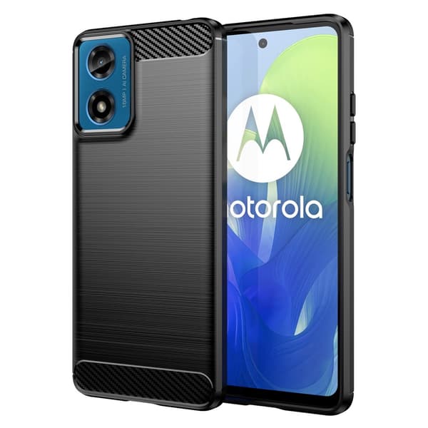 SKALO Motorola Moto G04 Armor Carbon Stöttåligt TPU-skal Svart