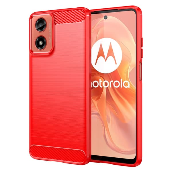 SKALO Motorola Moto G04 Armor Carbon Iskunkestävä TPU suojakuori Punainen