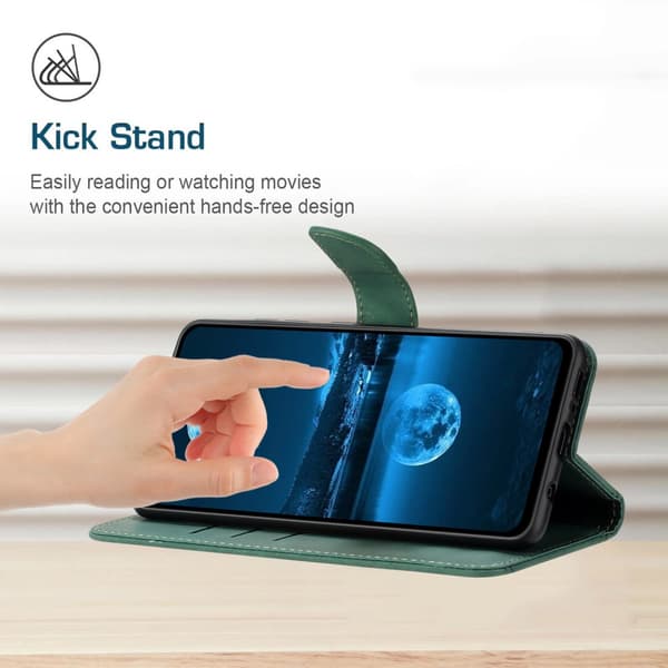 SKALO Motorola Moto G04 Kohokuvioitu PU Nahka Lompakkokotelo - Vihreä