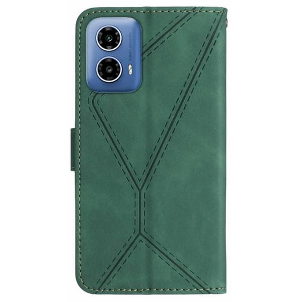 SKALO Motorola Moto G04 Kohokuvioitu PU Nahka Lompakkokotelo - Vihreä