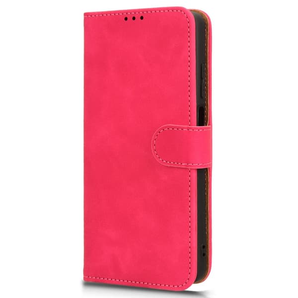 SKALO Motorola Moto G04 Matt PU-Läder Plånboksfodral - Cerise