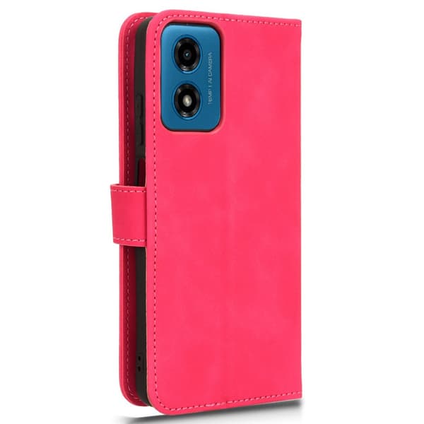 SKALO Motorola Moto G04 Matt PU-Läder Plånboksfodral - Cerise