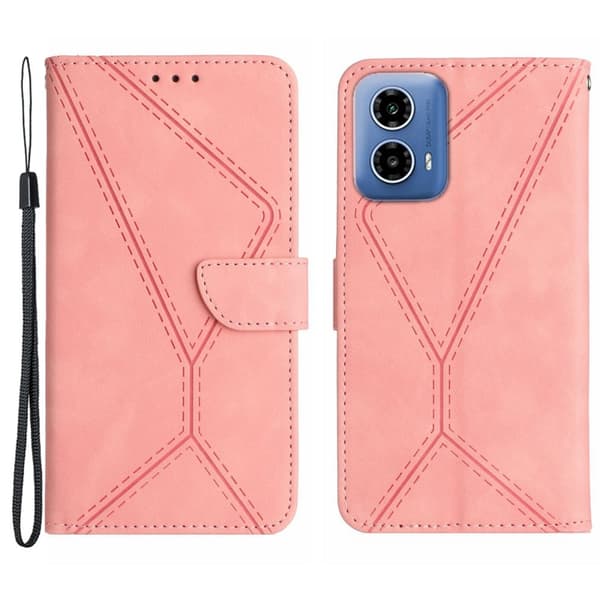 SKALO Motorola Moto G04 Embossed Plånboksfodral i PU-Läder - Rosa