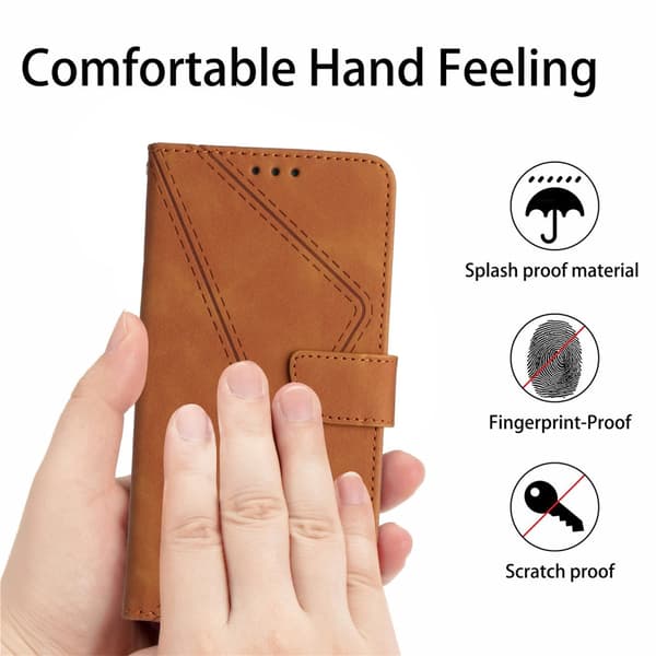 SKALO Motorola Moto G04 Embossed Plånboksfodral i PU-Läder - Brun
