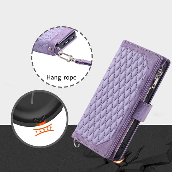 SKALO Motorola Moto G04 Big Wallet Quiltat Plånbok - Lila