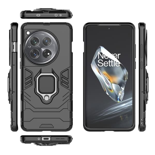 SKALO OnePlus 12 5G Armor Hybridi metallirengas kuori - Musta