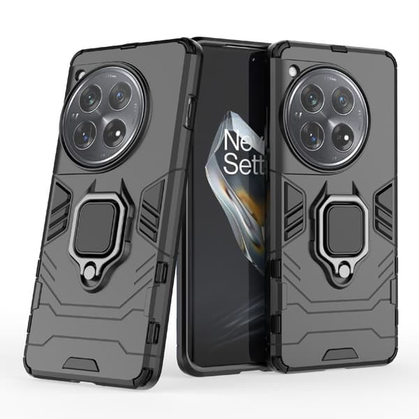 SKALO OnePlus 12 5G Armor Hybridi metallirengas kuori - Musta