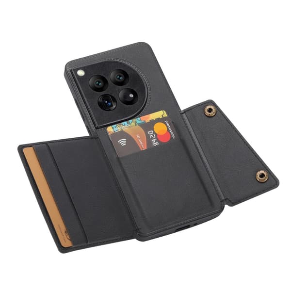 SKALO OnePlus 12 5G PU Läder Skal med Plånbok - Svart