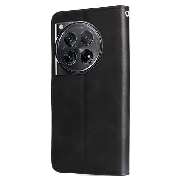 SKALO OnePlus 12 5G Plånboksfodral i PU-Läder med Dragkedja - Svart