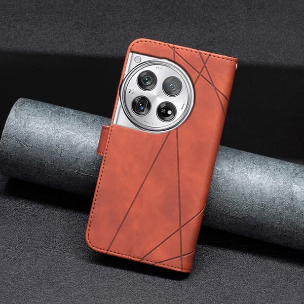 OnePlus 12 5G BINFEN COLOR Embossed Plånboksfodral - Brun
