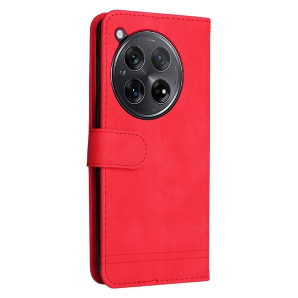 SKALO OnePlus 12R 5G Lompakkokotelo PU-nahkaa - Punainen