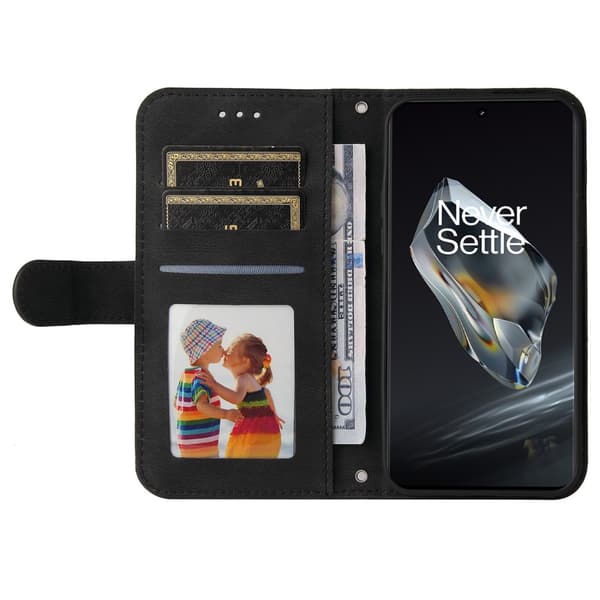 SKALO OnePlus 12R 5G Plånboksfodral i PU-Läder - Svart
