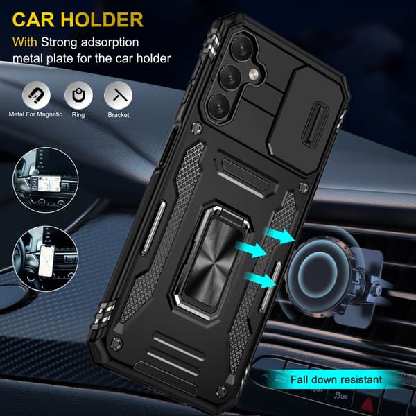 SKALO Samsung A15 4G Armor Hybrid Metallring Kameraslider - Svart