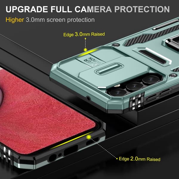 SKALO Samsung A15 4G Armor Hybrid Metallring Kameraslider - Grön