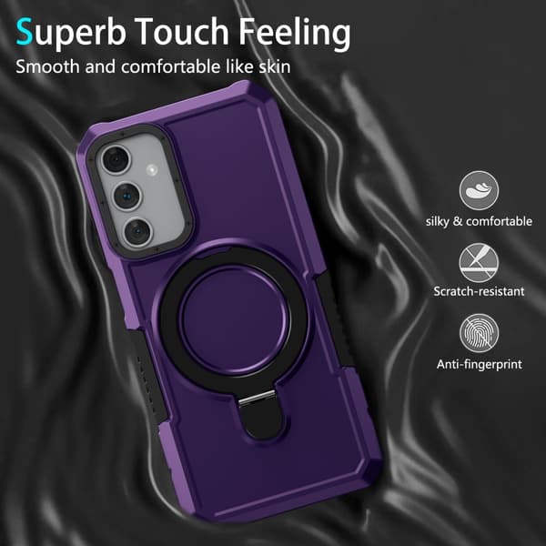 SKALO Samsung A15 4G Armor Hybrid metal ring cover - Mørk lilla