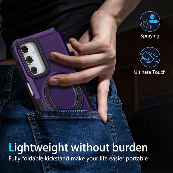 SKALO Samsung A15 4G Armor Hybrid metal ring cover - Mørk lilla