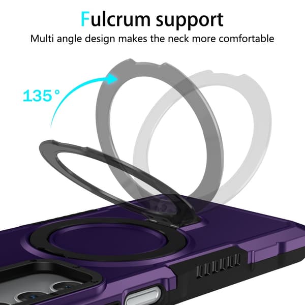 SKALO Samsung A15 4G Armor Hybrid metal ring cover - Mørk lilla