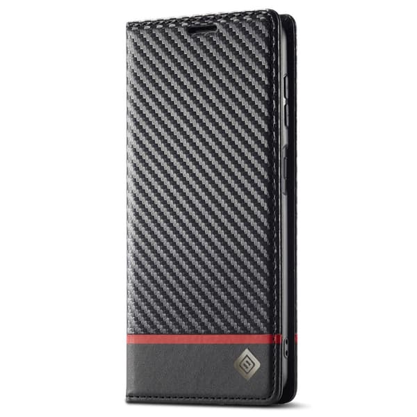SKALO Samsung A15 4G LC.IMEEKE Carbon Fiber Plånboksfodral i PU-Läder - Svart
