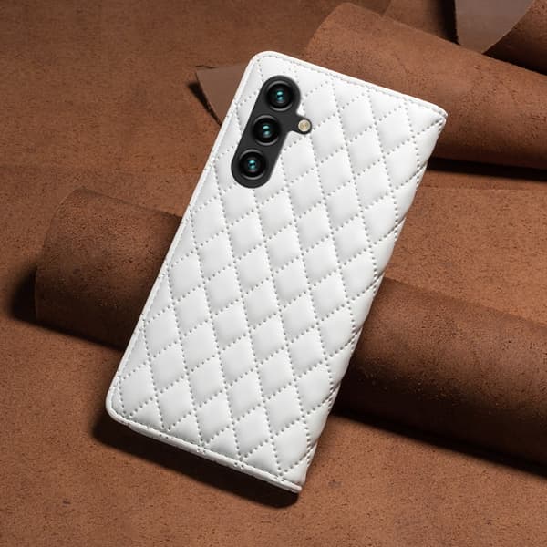 SKALO Samsung A15 4G BINFEN COLOR Big Wallet Quilted Flip Cover - Hvid