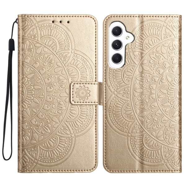 SKALO Samsung A15 5G Mandala lompakkokotelo - Kulta