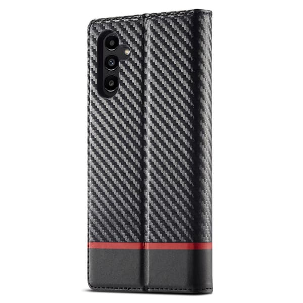 SKALO Samsung A15 5G LC.IMEEKE Carbon Fiber Lompakkokotelo PU-nahkaa - Musta