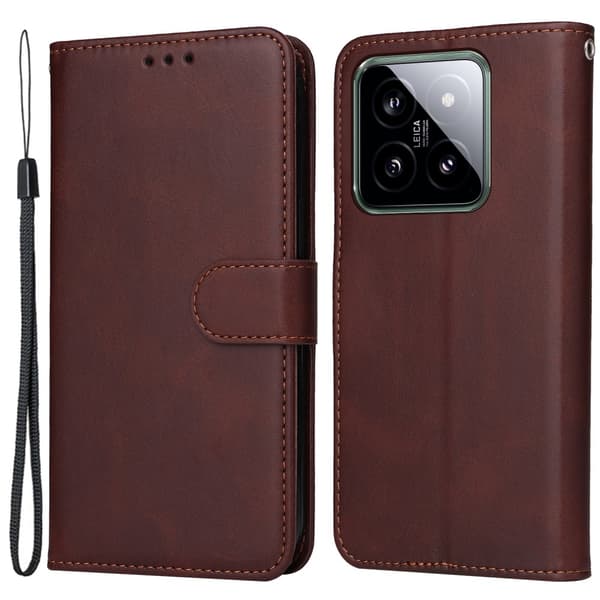 SKALO Xiaomi 14 5G PU-Läder Plånboksfodral Brun