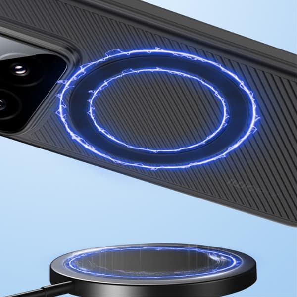 SKALO Xiaomi 14 5G Twill Magnetic Ring Kuori - Valkoinen