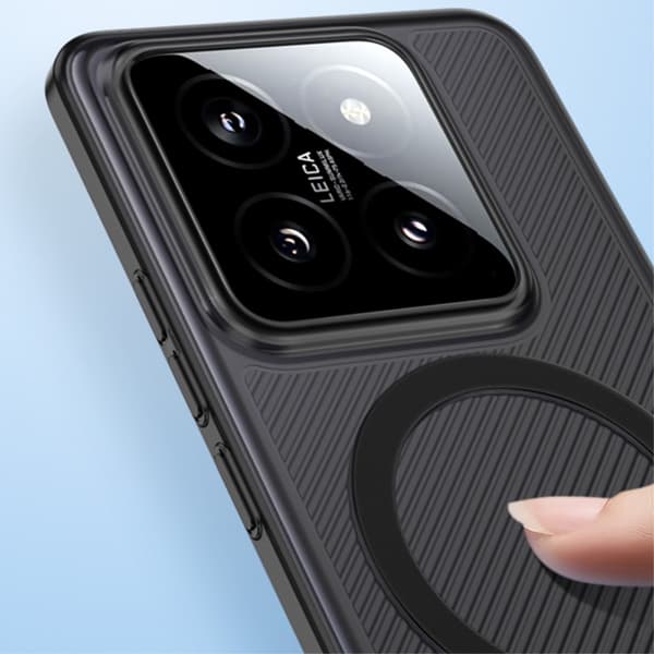 SKALO Xiaomi 14 5G Twill Magnetic Ring Kuori - Valkoinen