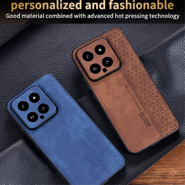 SKALO Xiaomi 14 5G AZNS PU læder Cover - Sort