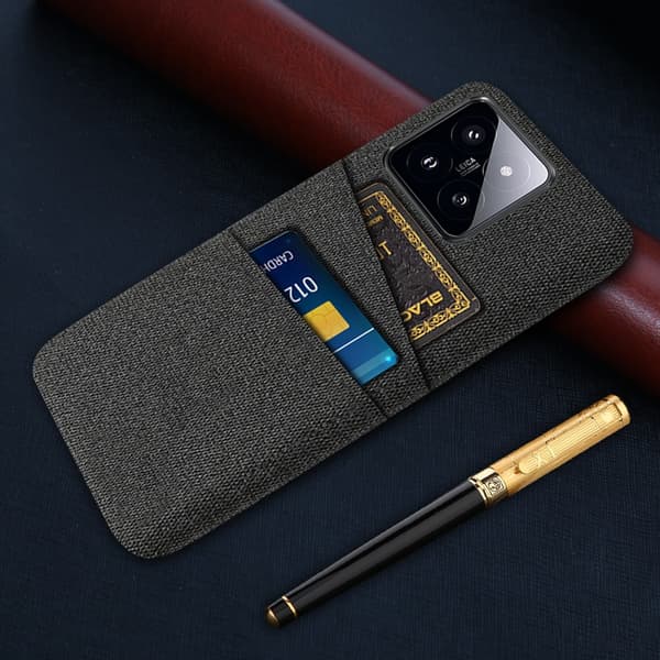SKALO Xiaomi 14 5G Kortholder Cover i Stof - Sort