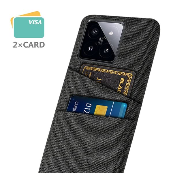 SKALO Xiaomi 14 5G Kortholder Cover i Stof - Sort