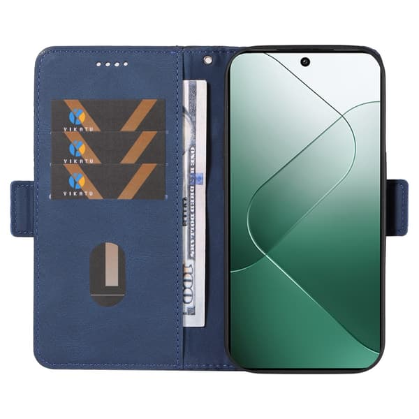 SKALO Xiaomi 14 5G Tikattu Lompakko - Sininen