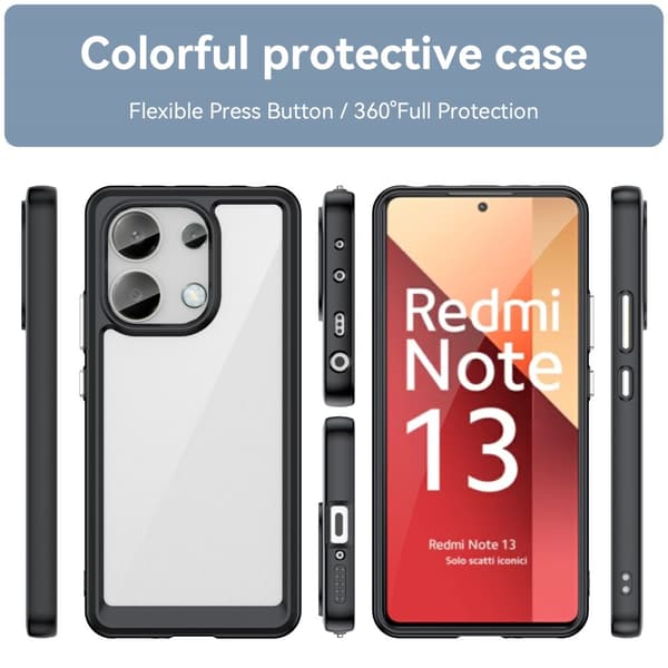 SKALO Xiaomi Redmi Note 13 4G Väri Puskurin Suojakuori - Musta