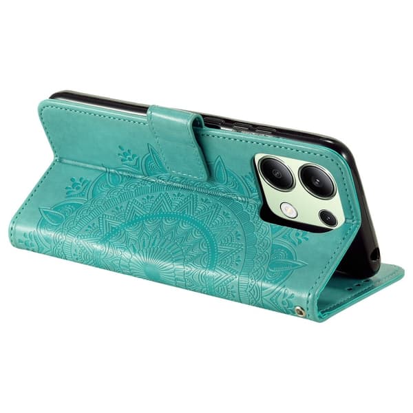 SKALO Xiaomi Redmi Note 13 4G Mandala Flip Cover - Turkis