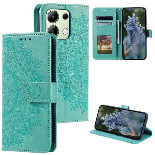 SKALO Xiaomi Redmi Note 13 4G Mandala Flip Cover - Turkis