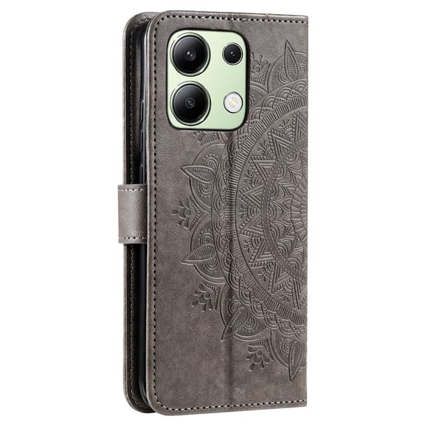 SKALO Xiaomi Redmi Note 13 4G Mandala lompakkokotelo - Harmaa