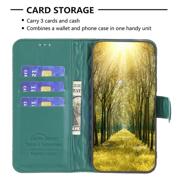 SKALO Xiaomi Redmi Note 13 4G BINFEN COLOR Quiltat Plånbok - Grön