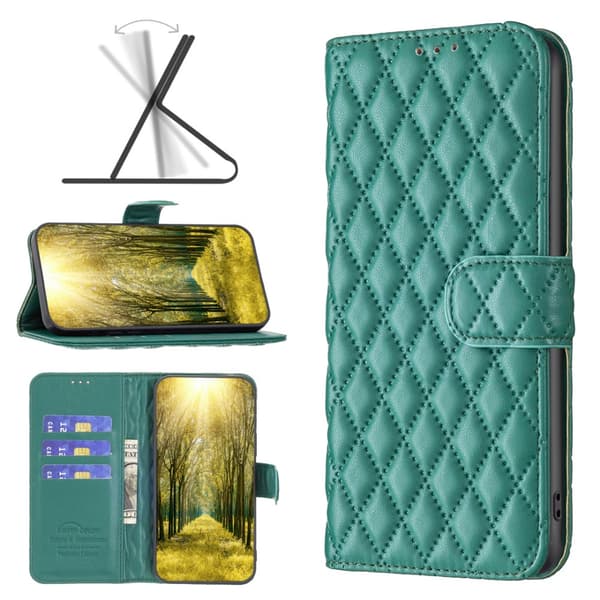 SKALO Xiaomi Redmi Note 13 4G BINFEN COLOR Quiltat Plånbok - Grön