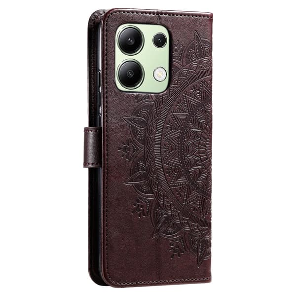 SKALO Xiaomi Redmi Note 13 4G Mandala lompakkokotelo - Ruskea