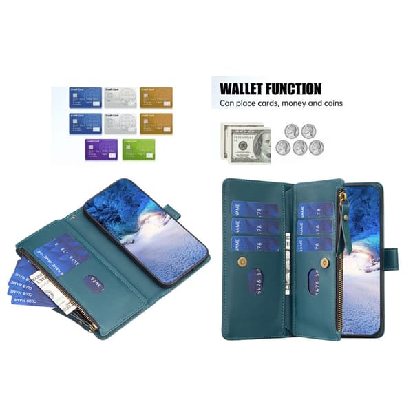 SKALO Xiaomi Redmi Note 13 4G Big Wallet 11-lokeroa Lompakkokotelo - Vihreä